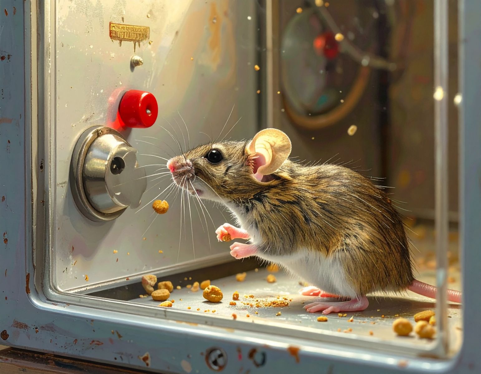 Firefly_把一隻小老鼠放在一個有按鍵的實驗箱子裡，當小老鼠按下按鍵，就會有食物掉落（獎賞）。 660167.jpg